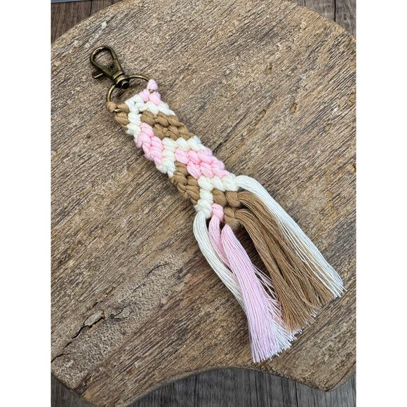 Neopolitan Pink Brown White Purse Charm Bag Charm Boho Accessories FAST SHIP NEW - Picture 2 of 6